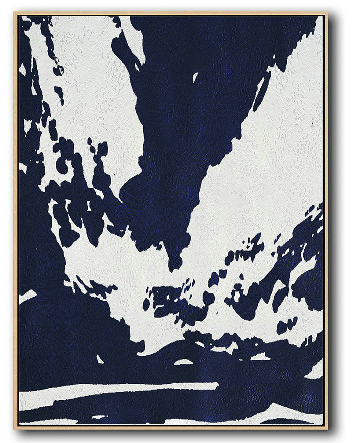 Large Abstract Painting Canvas Art,Buy Hand Painted Navy Blue Abstract Painting Online,Abstract Art On Canvas #I4N1